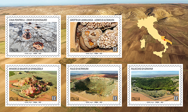 Le meraviglie dell’Alta Murgia, in cinque francobolli