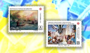 Due francobolli italiani per celebrare la Battaglia di Lepanto