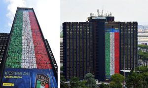 Euro 2020: un tricolore di 60 metri con le foto delle persone di Poste per tifare gli Azzurri