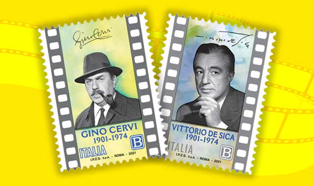 Gino Cervi e Vittorio De Sica: due francobolli per i maestri del cinema