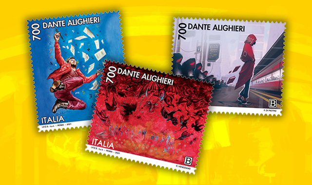 Dante, Poste Italiane celebra il Sommo Poeta con tre francobolli