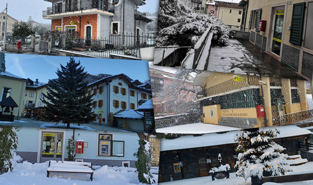 Da Gressoney a Regalna, la magia della neve sugli Uffici Postali