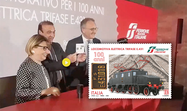 Poste e Ferrovie celebrano con un francobollo i 100 anni della locomotiva elettrica