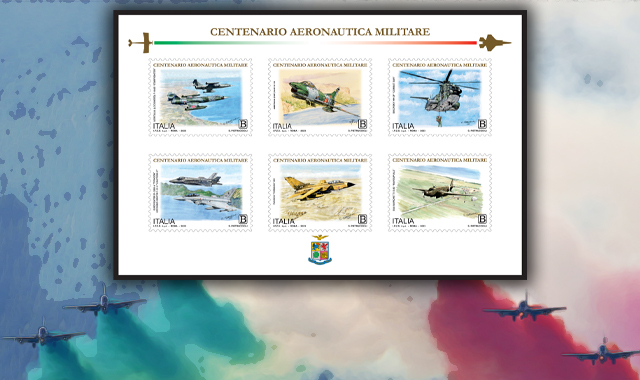 Otto francobolli per celebrare il centenario dell’Aeronautica Militare