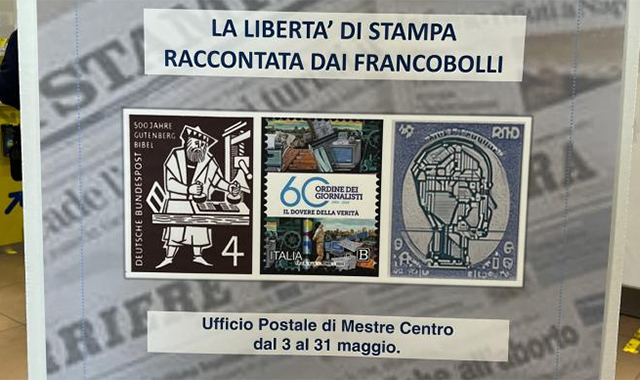 I francobolli raccontano la libertà di stampa: a Mestre inaugurata la mostra filatelica