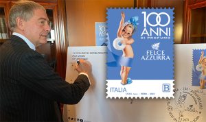 Ministero delle Imprese e del Made in Italy: ecco il francobollo per i 100 anni di Felce Azzurra