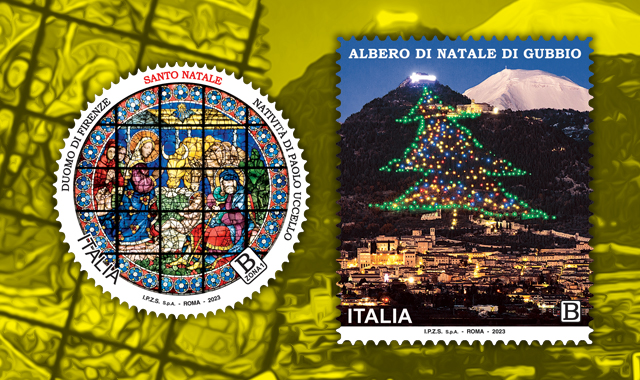 Arrivano i francobolli Santo Natale e Albero di Natale di Gubbio