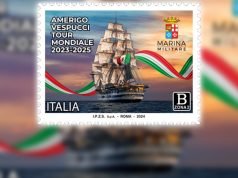 Il giro del mondo della Nave Amerigo Vespucci in un francobollo