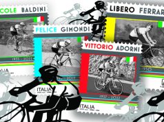 Ferrario, Baldini, Adorni e Gimondi: i francobolli per i ciclisti campioni del mondo